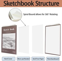 Sketch Book 9×12 Inches Top Spiral Bound 100 Sheets Drawing Paper