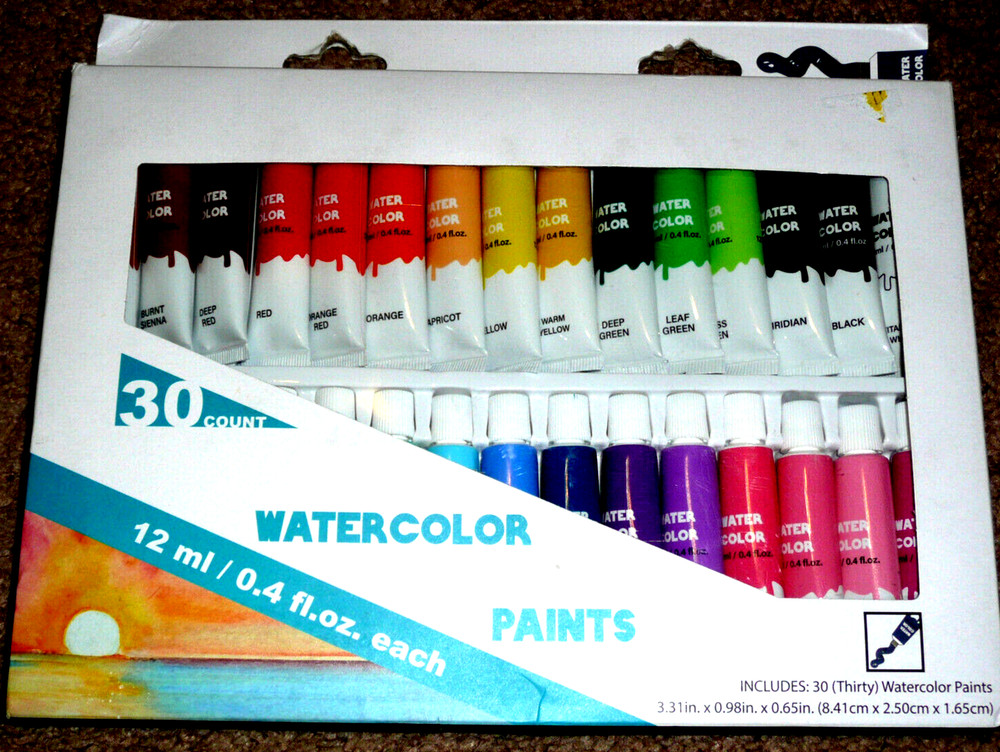 NEW 30 COUNT WATERCOLOR PAINTS 0.4 FL OZ EACH
