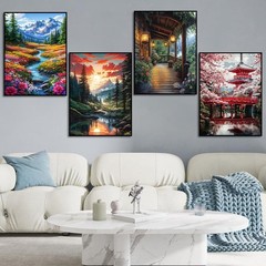 Diamond Art Kits for Adults, 4 Packs Landscape Diamond Art Painting Kits for t