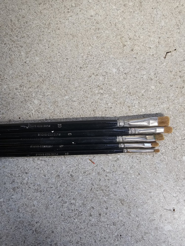 PURE RED SABLE MARKED BRUSHES, sizes 2, 4, 6, 8 And 10
