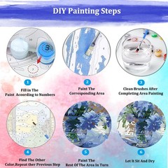 Blue Flowers in Window Paint by Numbers Kit for Adults, Landscape Adult Paint…