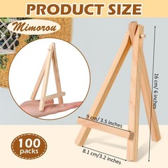 Mimorou 100 Pieces Mini Wood Easel Stands 6 Inch, as shown in the picture
