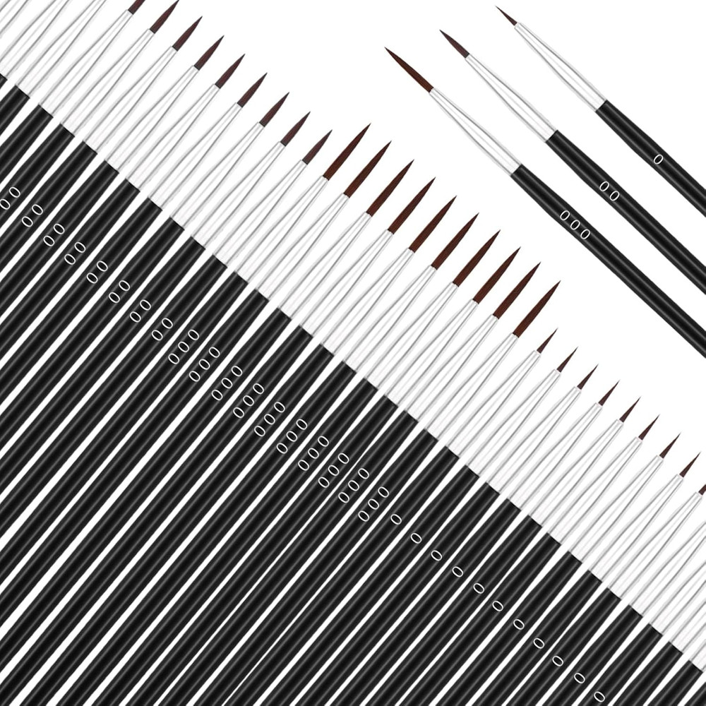 60pcs Fine Tip Detail Paint Brushes Set #000 #00 #0 Miniature Liner