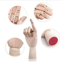 2 Pack 10 Inches Wood Art Mannequin Hand, Left and Right Wooden Manikin