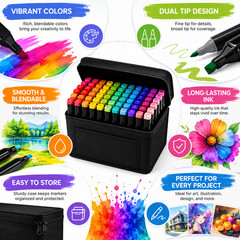Dual Tip Alcohol Markers Art Pen Set for Drawing Sketching Coloring Anime