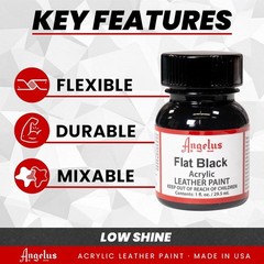 Professional Quality Flat Black Acrylic Leather Paint – 1 Fl Oz Bottle, USA Made