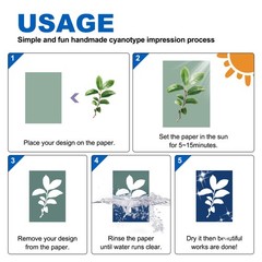 Cyanotype Paper, 32 Sheet Sun Print Paper Kit Light Blue Crafts Paper 4.1×2.9″