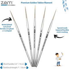 ZEM Brush Golden Taklon Mini Detail Brush Set Liner 20/0, Mini Liners 20/0,