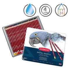 Derwent Pastel Pencils, 4mm Core, Metal Tin, 24 Count (32992)