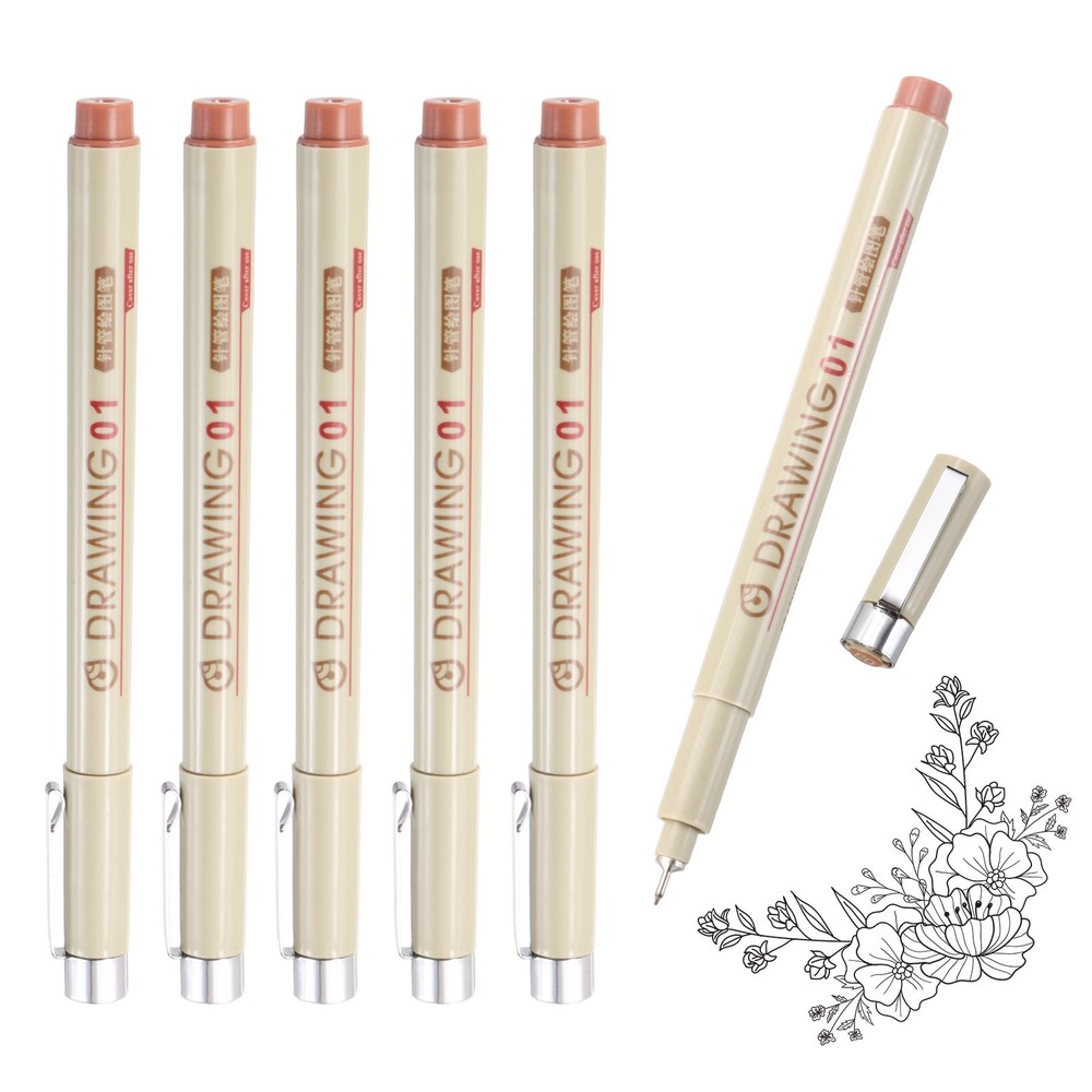 6Pcs 0.25mm Fineliner Ink Pens(Brown)
