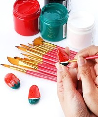 Transon Artist Paint Brush Set of 12 for Acrylic Medium, 12 Pcs Pink