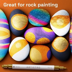 36 Metallic Dual-Tip Acrylic Paint Markers Set – Fine & Dot Tips for Fabric, Roc