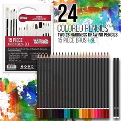 Mega Wood Artist Kit 162pc – Pro Drawing, Painting Supplies with Paper & Brushes
