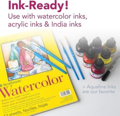 300 Series Watercolor Paper Pad, Tape Bound, 9×12 inches, 12 Sheets