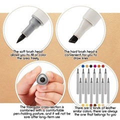 12 Packs Dual Tips Leather Dye Marker Pens Shoe Marker Leather Touch up Pen f…