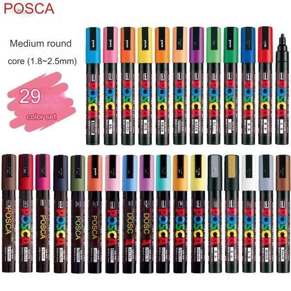 Uni POSCA PC-5M Paint Marker Pen POP Point Set of 29 Color medium round core