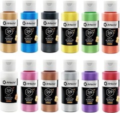 Artistic 12 Metallic Colors Acrylic Paint – Non-Toxic, 59ml Bottles for DIY