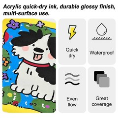 JEFFNIUB Black acrylic paint pens for Art 5pcs, 1 Count (Pack of 5),