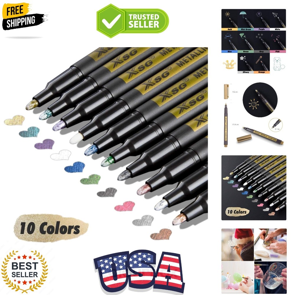 Metallic Marker Pens, markers Set of 10 Colors Metallic Permanent Markers for…