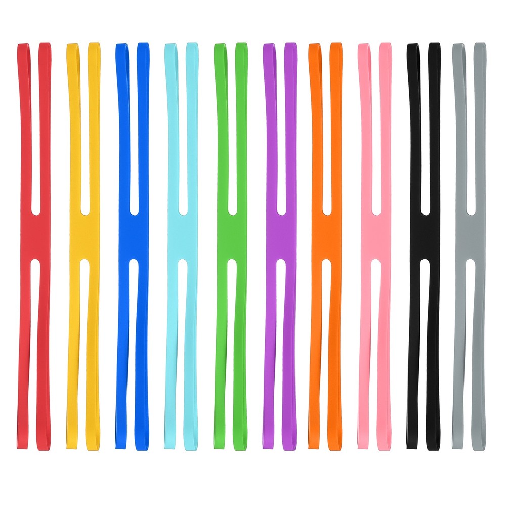 8 x 0.6 Inch 10 Pcs Silicone Elastic Rubber Wrapping Bands, Multi-Colors