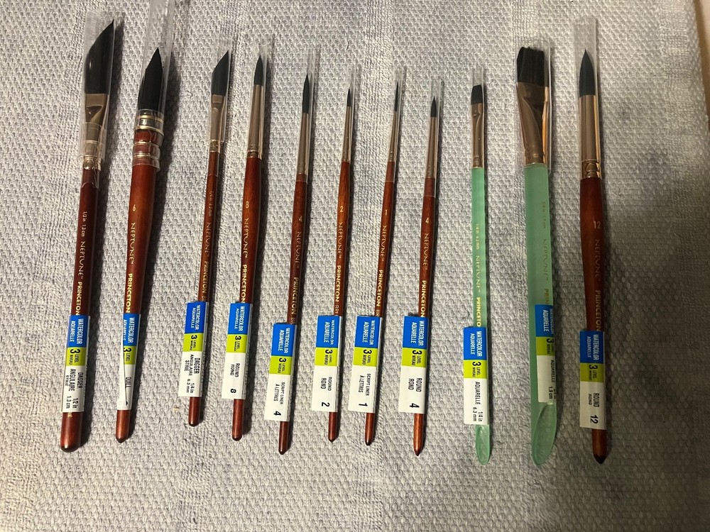 (11)Princeton Neptune Watercolor brushes Lot Of 11 different Brand New Level 3