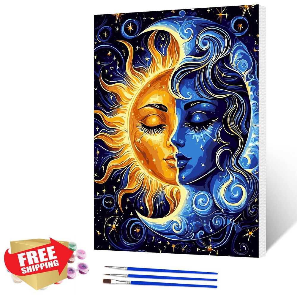 NAIMOER Sun Moon paint by numbers kit framed 12x16in