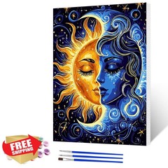 NAIMOER Sun Moon paint by numbers kit framed 12x16in
