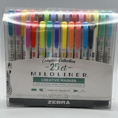 Zebra Mildliner Double Ended Markers 25-pk Complete Collection Chisel & Bullet