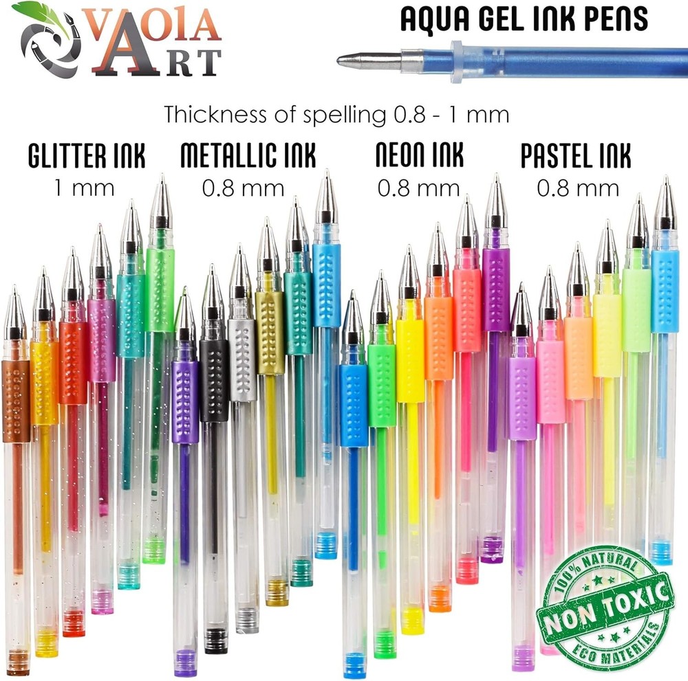 24 Color Gel Pens Set – Colored Gel Pens for Kids Spirograph Pen Assorted Colors