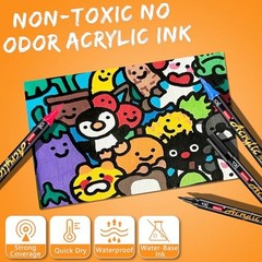 Acrylic Paint Pens Markers, 6 Pc Dual Tips Waterproof Paint Markers 6 Black