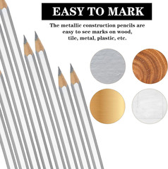 48 Pack Silver Streak Welders Pencil Metallic Marking Pencil Metal Pencils for M