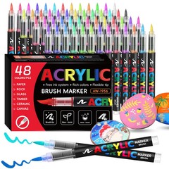 48 Colors Acrylic Marker Pen Set Paint Brush Art Pens
