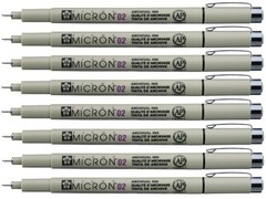 Sakura Pigma Micron drawing pens 02 Black ink, 1 Count (Pack of 8),