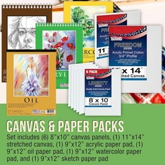 Art Kit 133 Piece Easel Canvases Brushes Acrylic Oil