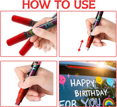 Window Chalk Markers for Cars Glass Washable, 8 Colors Liquid Chalk Marker Pens