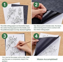 Carbon Paper for Tracing Transfer-Paper Pad, 30 Pcs Black Graphite Copy Paper fo