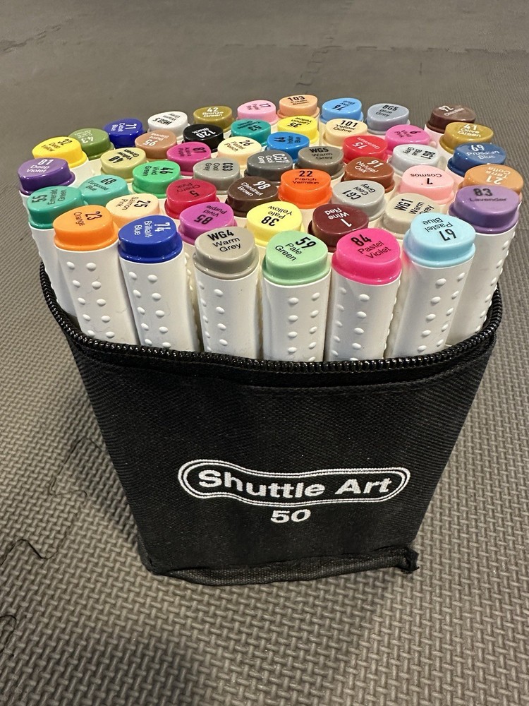 Shuttle Art 50 Colors Dual Tip Alcohol Based Art Markers Excellent Condition