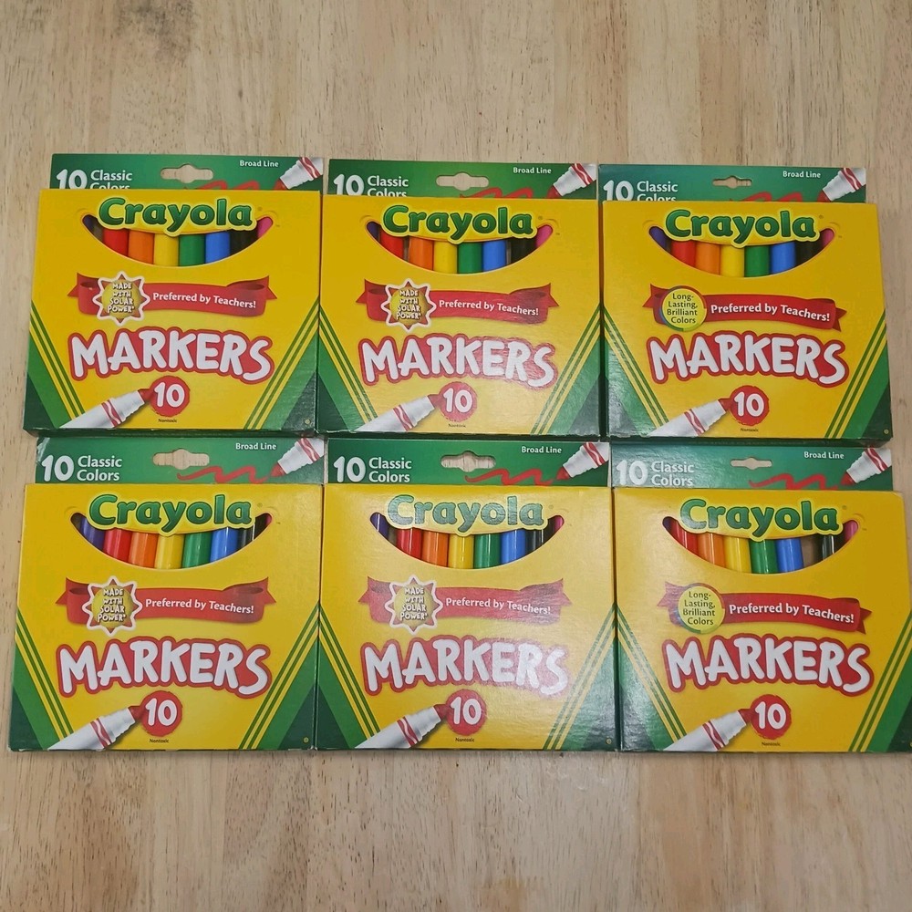 Crayolas Markers 10 Classic Colors Lot Of 6 Packs Preferred By Teachers