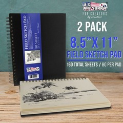 8.5″ x 11″ Hardbound Sketch Book 70 Pound (110gsm), Book of 80-Sheets (2 books)