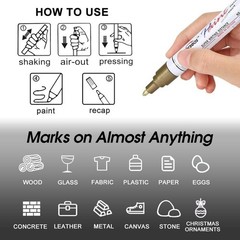 Permanent Paint Pens Black Markers – 2 Pack Single color Oil Based Paint Mark…