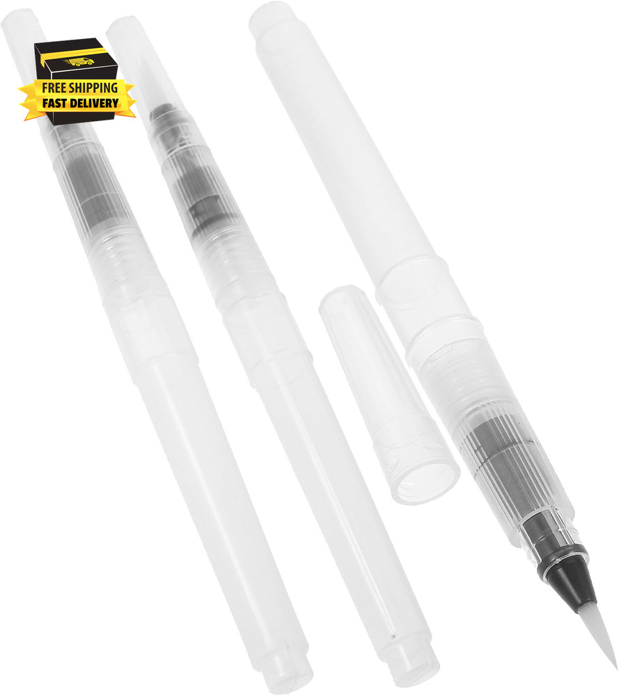 3Pcs White Water Coloring Brush Pens, Aqua Pen Brush for Watercolor Painting, Wa