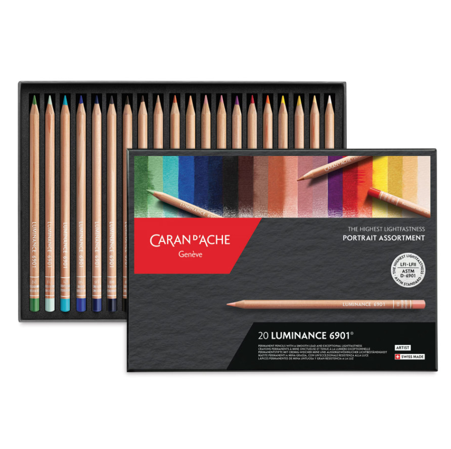 Set of 20 – Caran d’Ache Luminance Colored Pencils, Portrait Colors