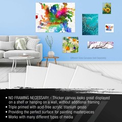9″ x 12″ Gallery Depth 1-1/2″ Profile Stretched Canvas 4-Pack – Gesso Primed