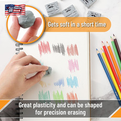Mr. Pen- Kneaded Erasers, 1.44″ X 1.36″, 6 Pack, Gray, Soft Moldable Art Erasers