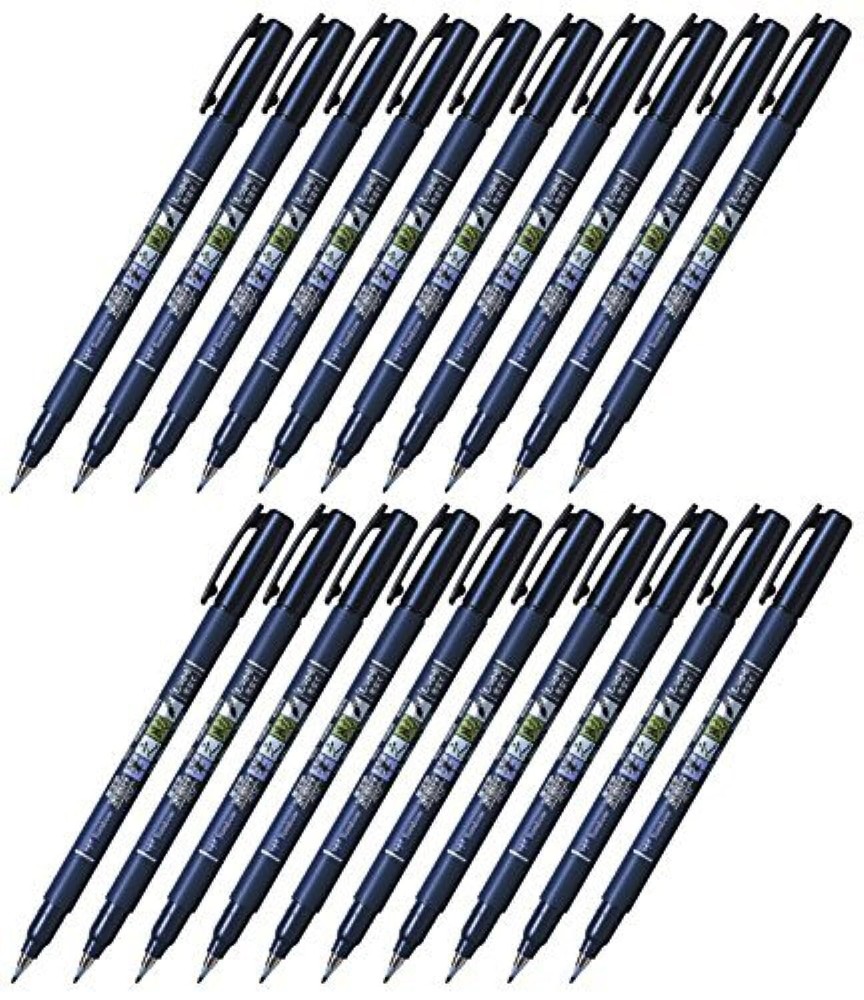 Tombow Fudenosuke Brush Pen GCD-111 Hard Tip Blue Body Value Set of 20