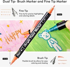 28 Pastel Colors Dual Tip Acrylic Paint Markers, Brush Tip and Fine Tip Acryl…