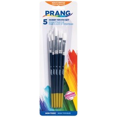 Hobby Five-Brush Set Natural Hair Flat Round Profiles Assorted Sizes 5 PCS