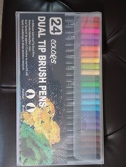 24 COLORS DUAL TIP ACRYLIC PAINT MARKER PENS SET Painting Canvas Art Supplies