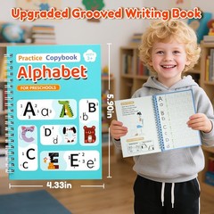 Magic Grooved Writing Practice for Kids,Reusable Grooved Handwriting Workbooks A