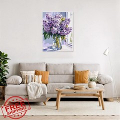 NAIMOER Blue Lilac Flowers Paint by Numbers 12×16″